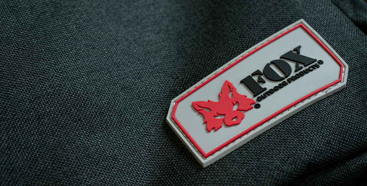 Close-up image of the exterior of the Voyager Pack and Fox logo.