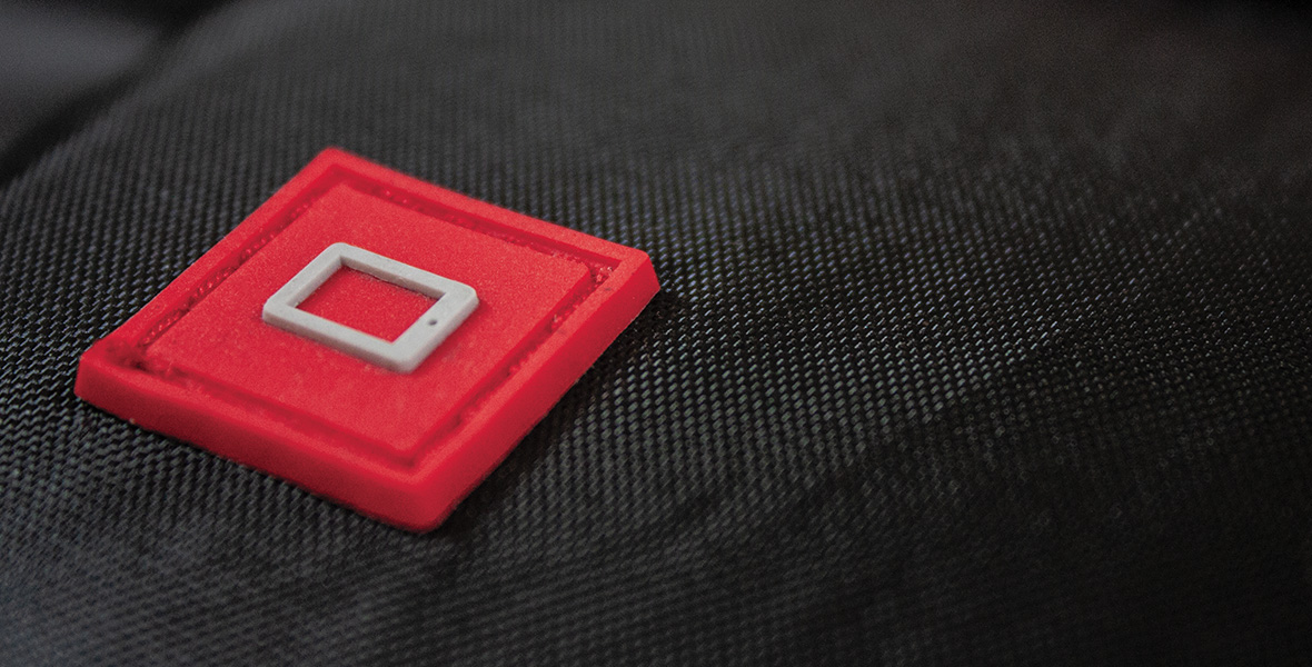 Close-up image of the interior of the Voyager Pack showing a tablet sleeve tab