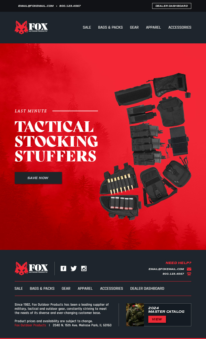 Email Design for a holiday Stocking Stuffers campaign.