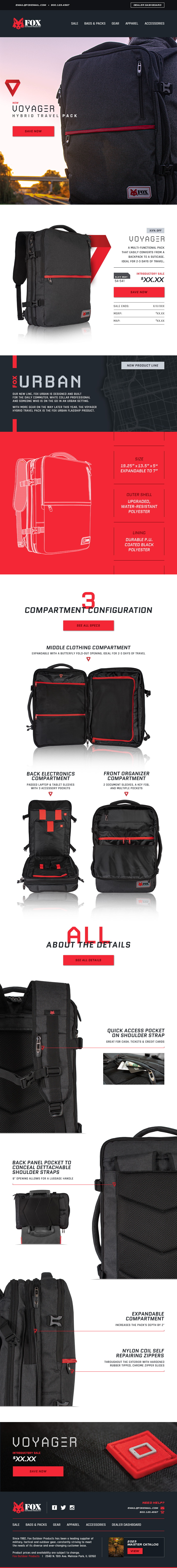 Email Design for the introductory sale of the Voyager Pack.