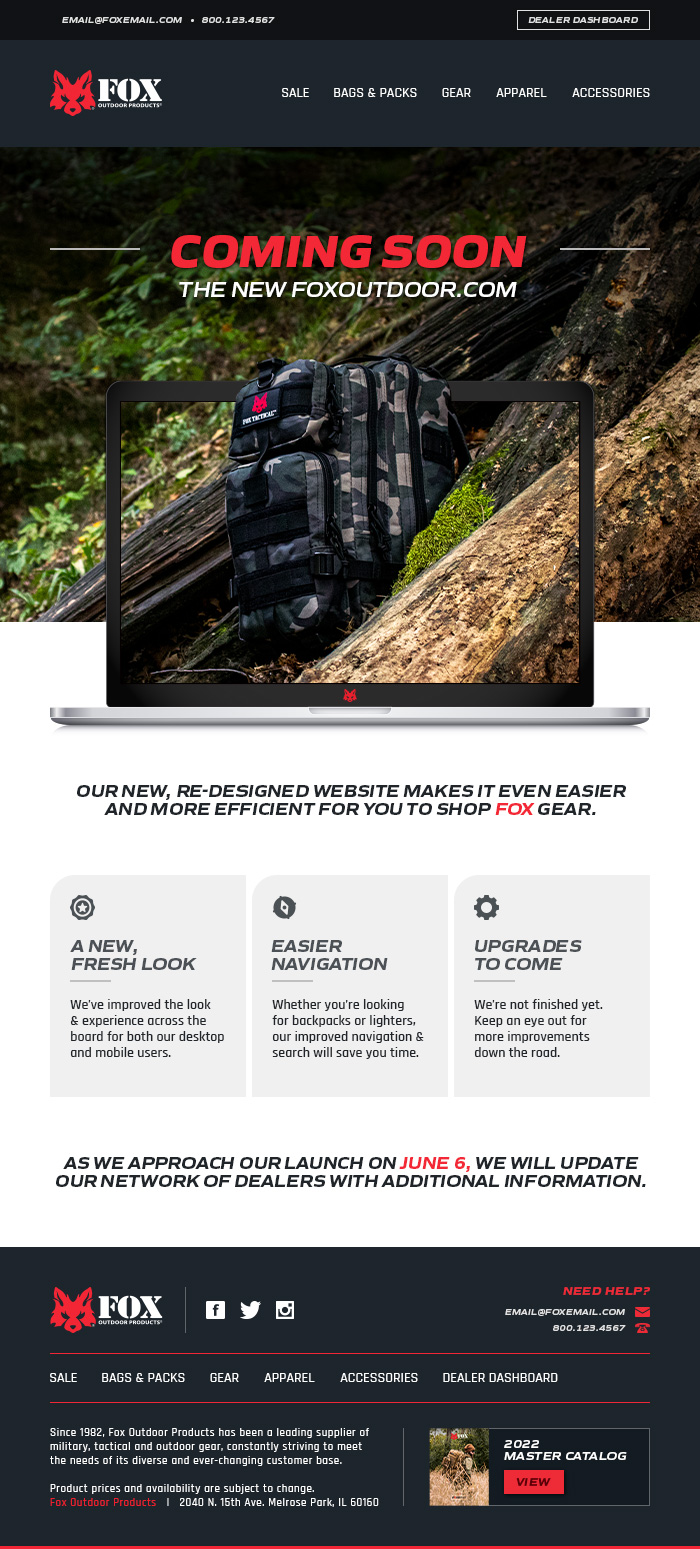 Email Design for the announcement of a new website.